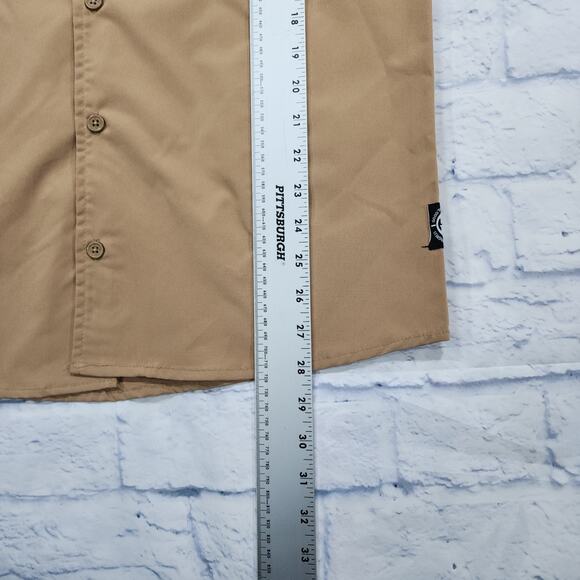 GTL4 MENS SIZE M Tan Button Front Short Sleeve Mesh Zip Pocket Military - Picture 2 of 10